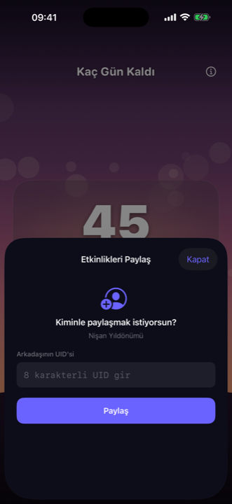 Kairos paylaşım ekranı