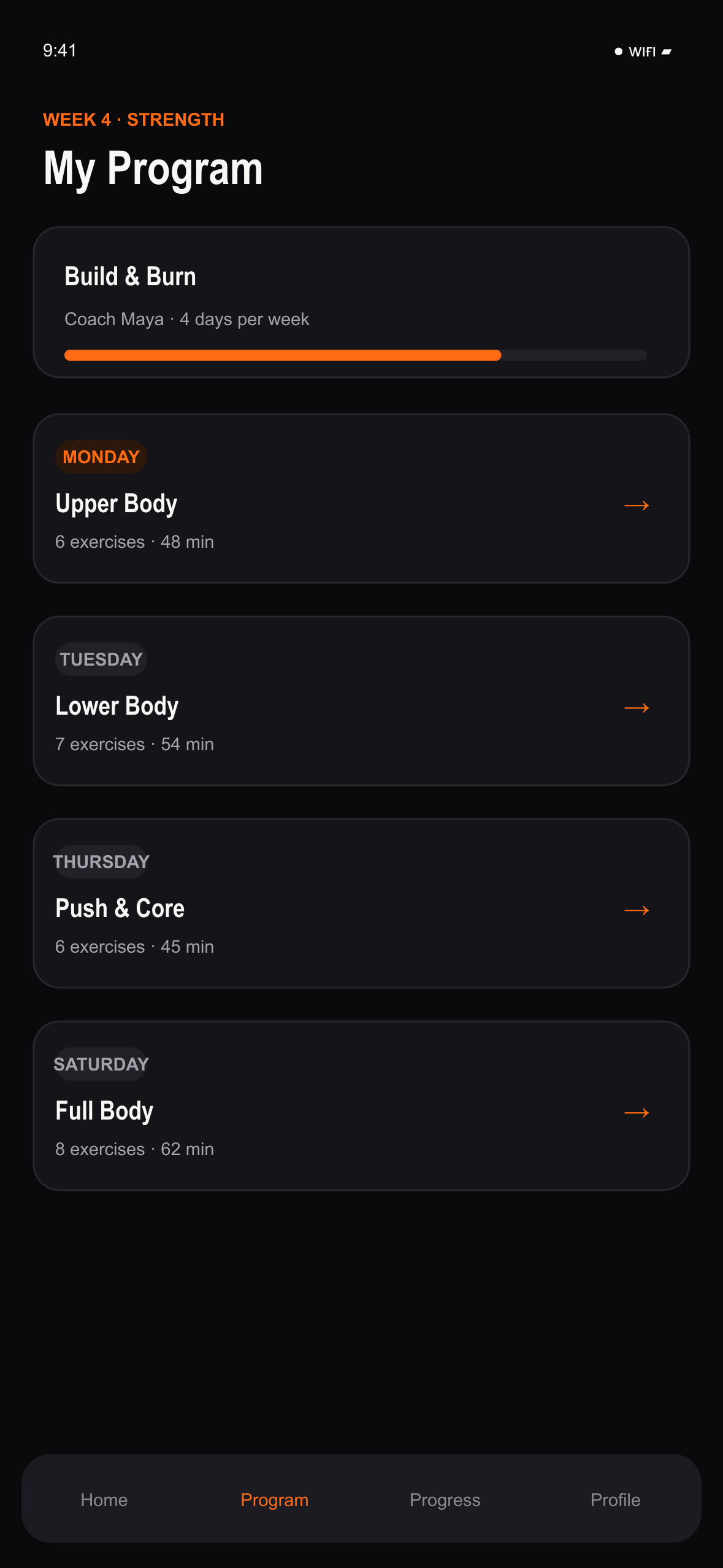MemberFit program dark mode