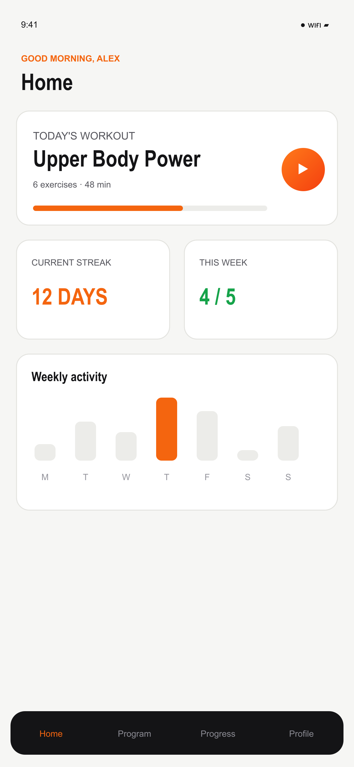 MemberFit home light mode